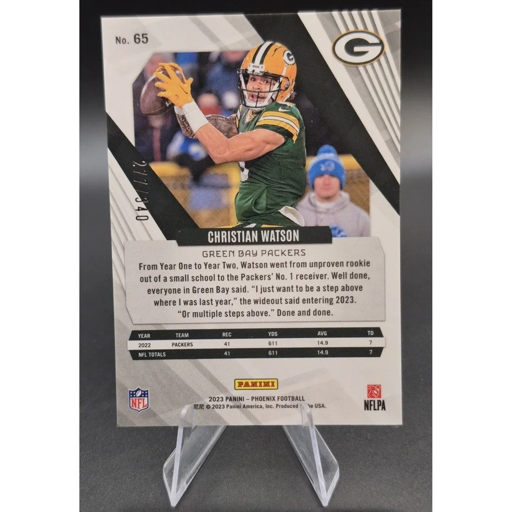2023 Phoenix Football Christian noWatson #65 Fire Burst /340 Green Bay Packers